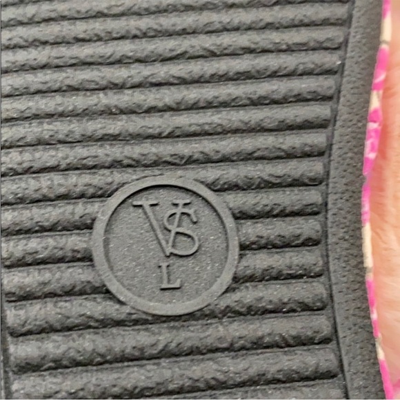 Victoria Secret VS Satin Floral Pink Faux Fur Slippers - Picture 5 of 8